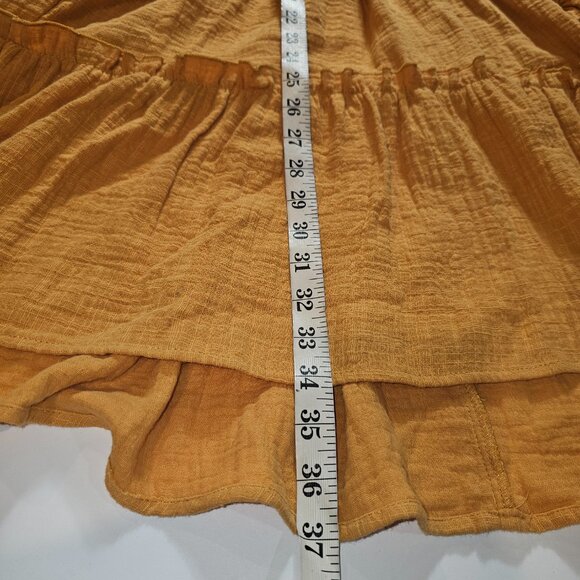 CODE X MODE Embroidered Tiered Dress Mustard Tie Bow Boho Shift CODEXMODE Medium - Picture 11 of 11